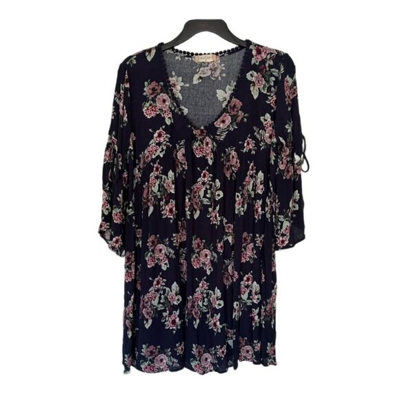 Altar’d state boho cottagecore FLORAL FLARE SLEEVE mini dress - Picture 2 of 12